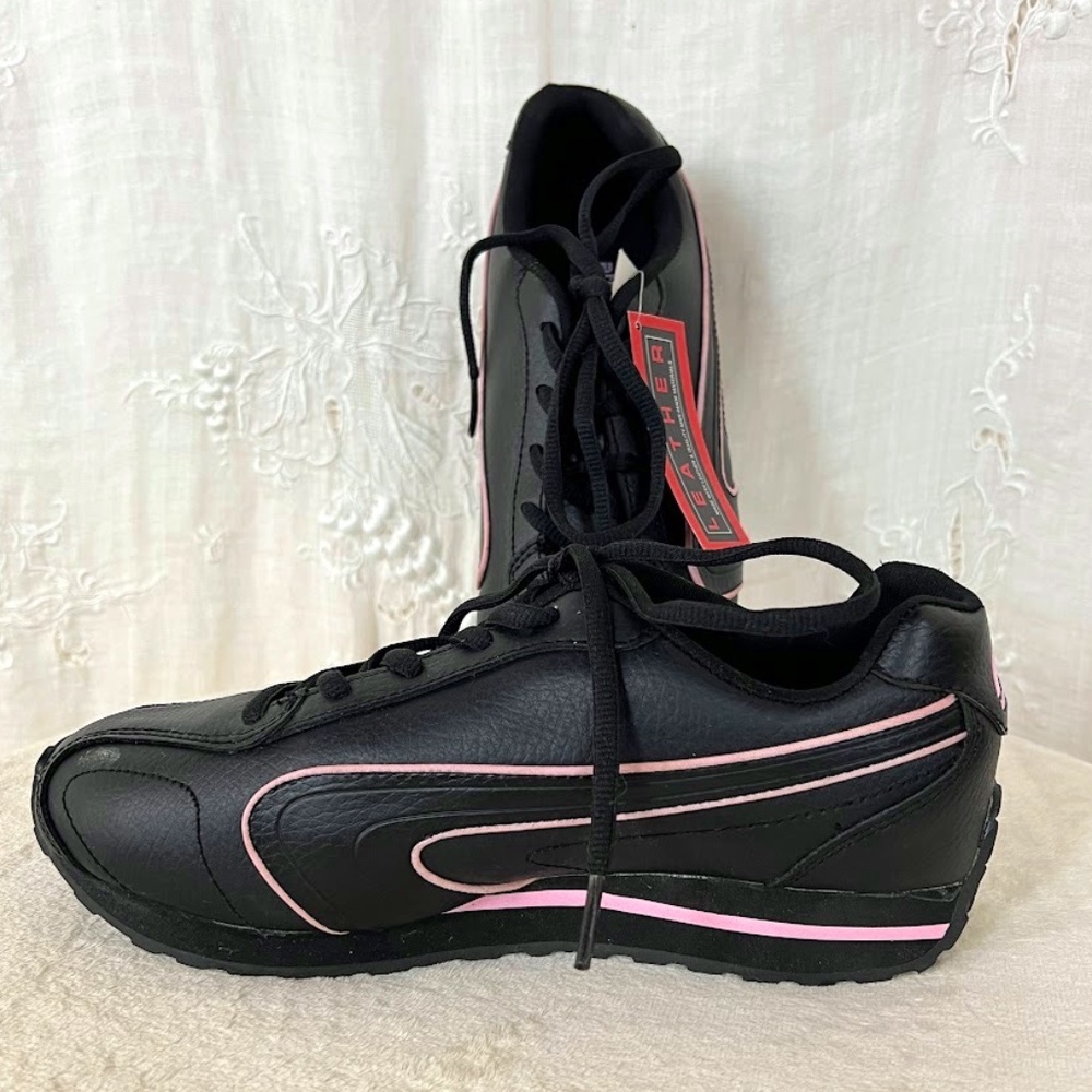 Athletech™️ Black Leather Sneakers New